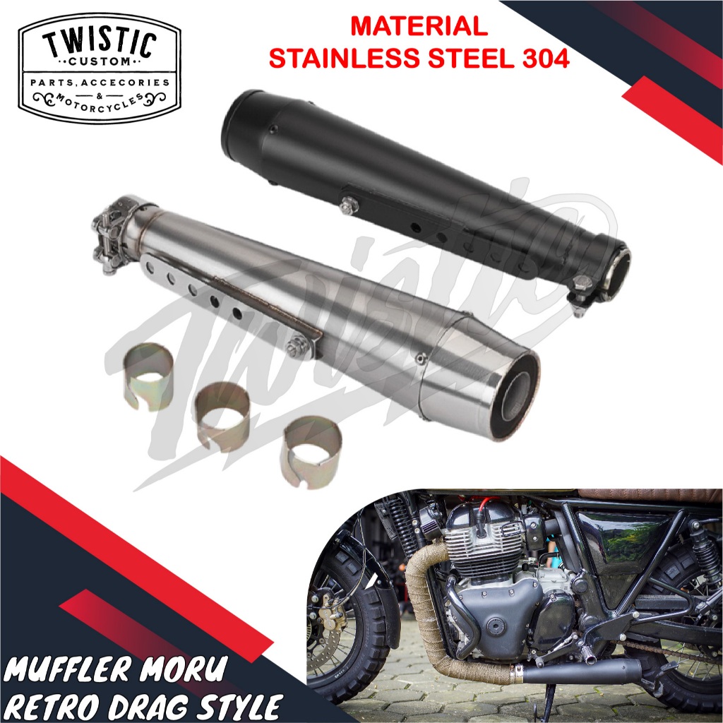 Knalpot Muffler Silencer Slip On Moru Motor Royal Enfield W175 W250 SR400 Harley Triumph Universal C