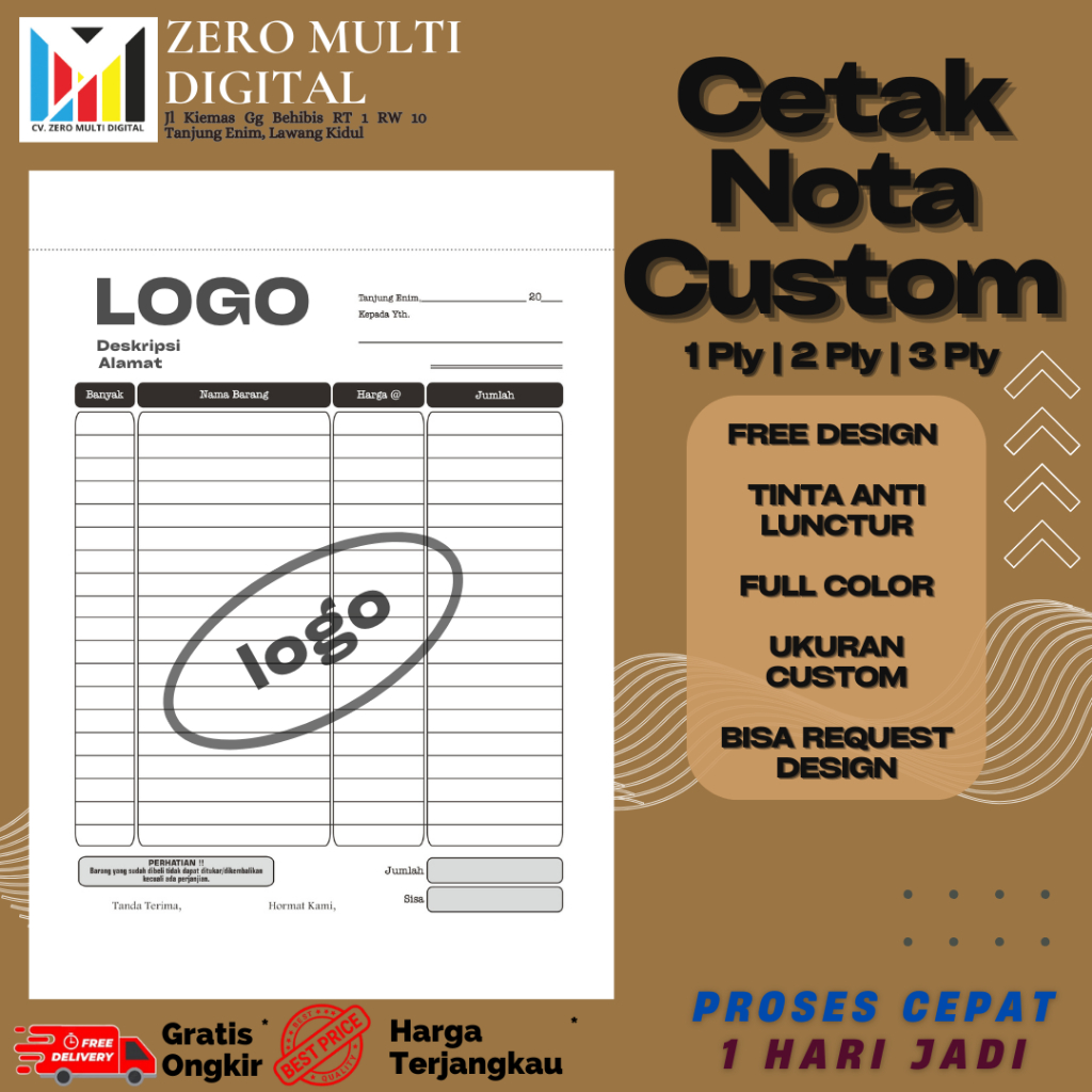 

[JASA CETAK] ZERO NOTA CUSTOM 1PLY|2PLY|3PLY UKURAN KECIL