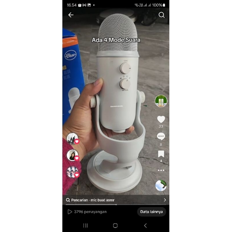 Mic second Blue Yeti untuk Podcast mic ASMR - silver white