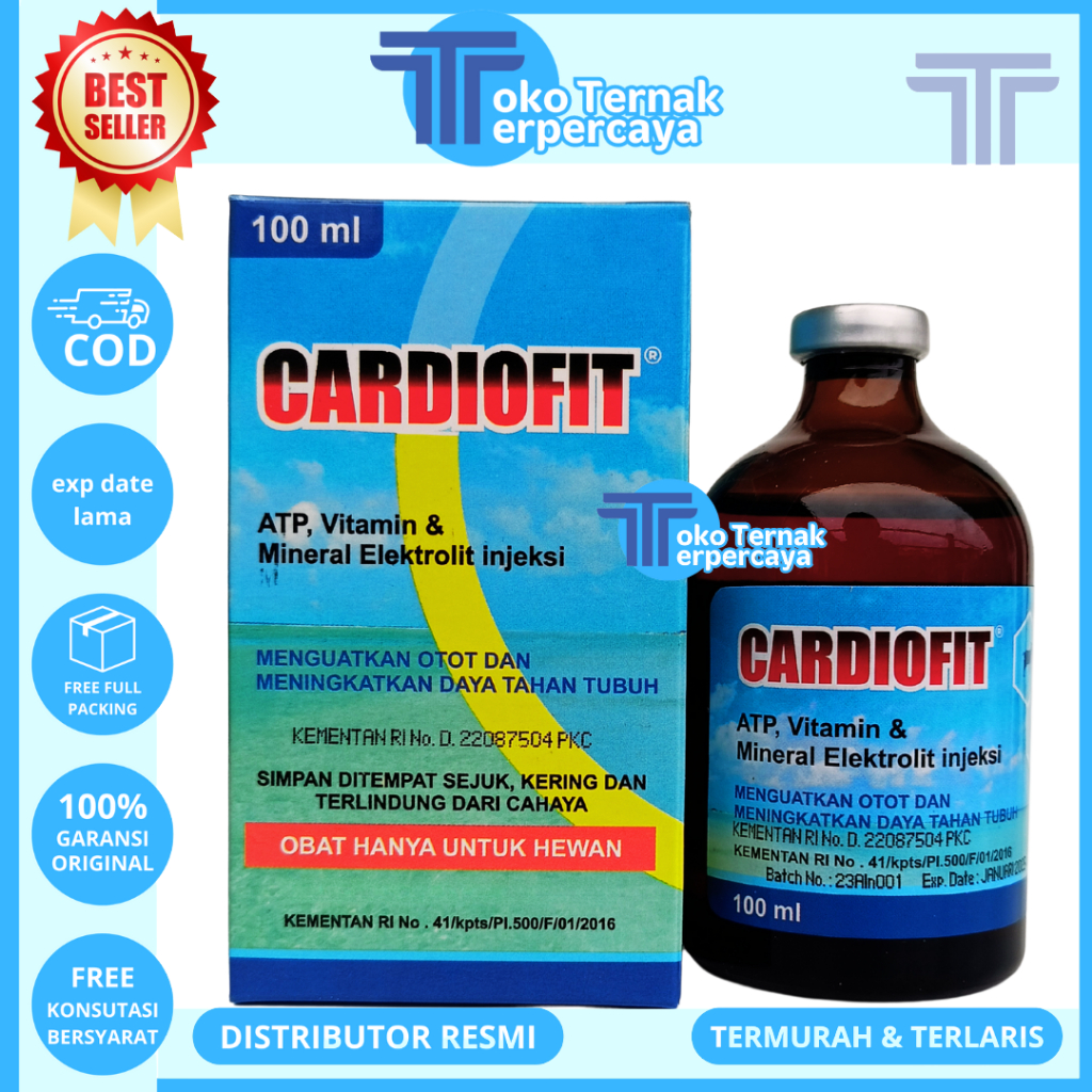 CARDIOFIT 100 ml - Obat Sapi Ambruk Vitamin Mineral Penguat Otot Ternak Sapi Kambing Domba Kerbau