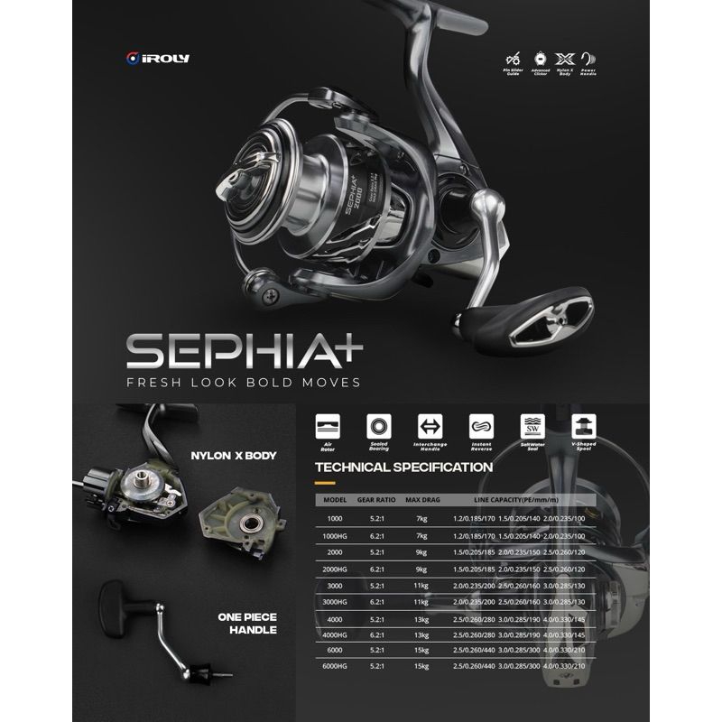 Reel Iroly Sephia Plus | Reel Iroly Sephia + | Power Handle