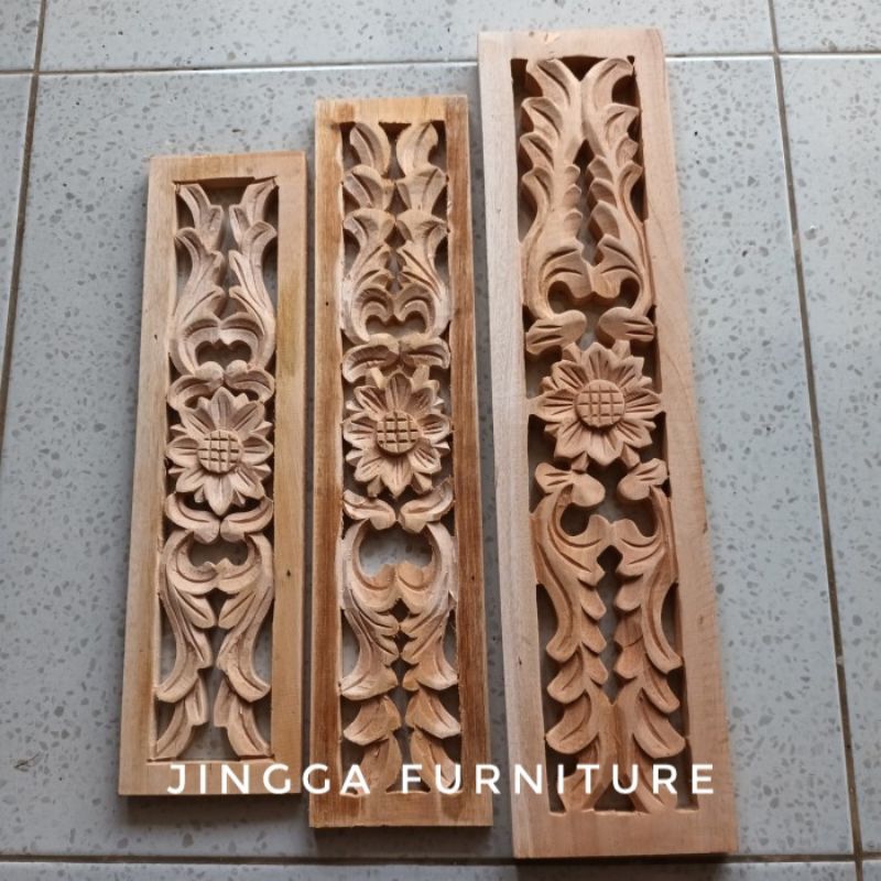 loster ukir ukiran kayu ornamen ukir loster kusen pintu boven lisplang jendela 12x50 cm