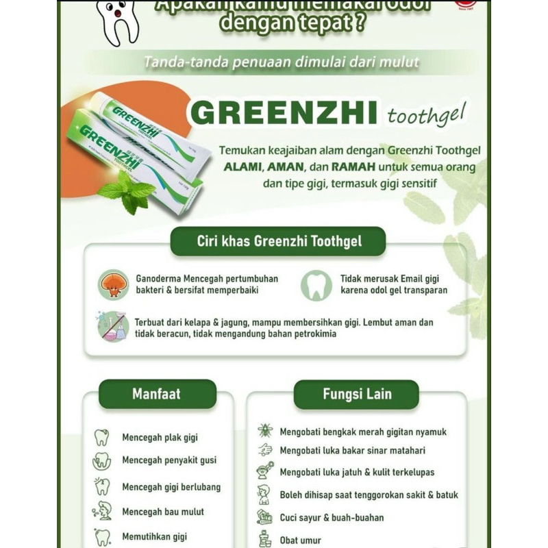 odol pasta gigi Greenzhi ganoderma Shuang Hor