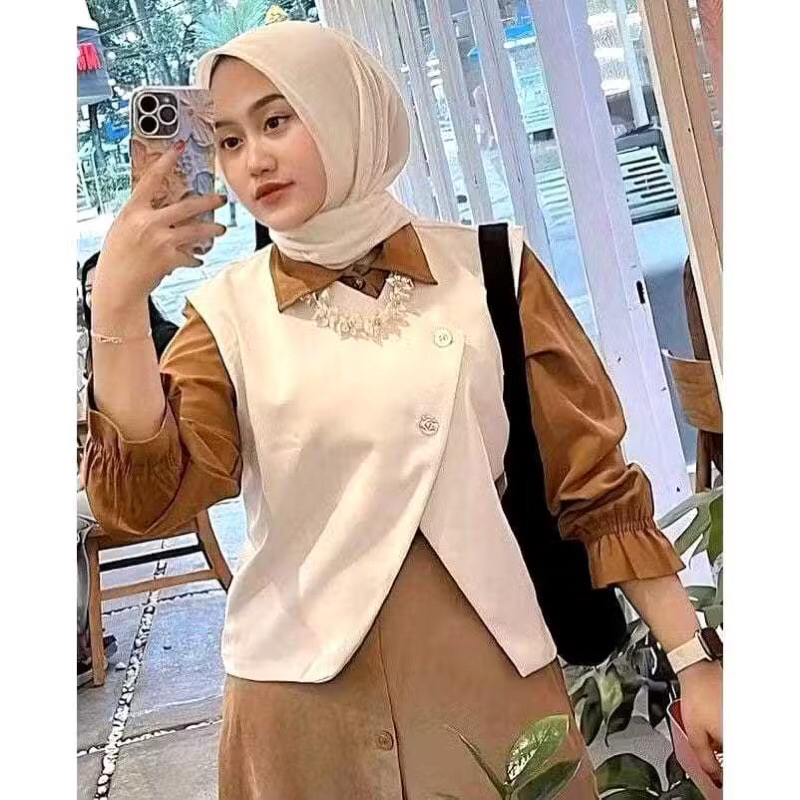 Nuraf.Collection-PREMIUM VEST RUMPI-Vest Rompi Shakila-Rompi Wanita/Rompi Wanita Terbaru/Baju Wanita