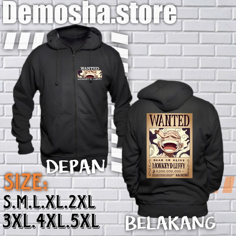 Jacket ZIPHOODIE Anime One Piece Luffy Bounty Gear 5|KEREN KEKINIAN