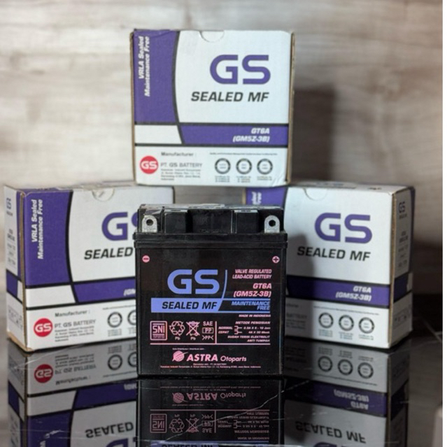 Aki kering GS Astra GT6A (GM5Z-3B) – Sealed MF ORIGINAL