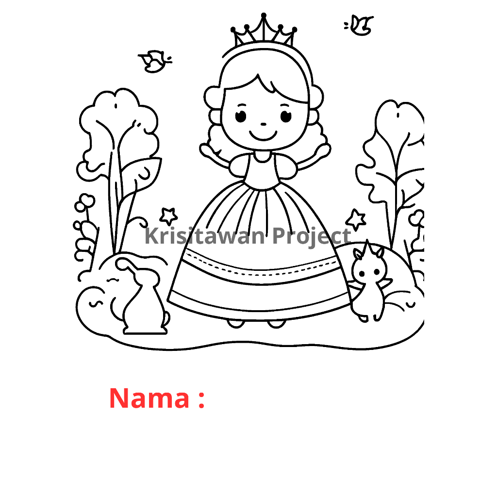 

20 Lembar Kertas mewarnai untuk TK edisi princess