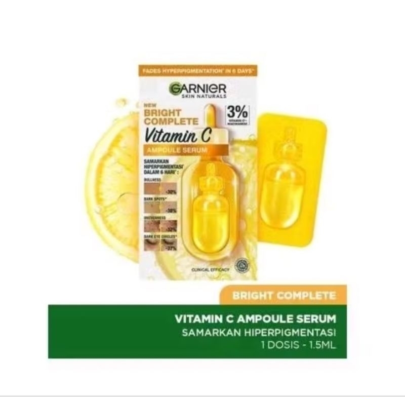 Garnier Bright Complate Ampoule Vitamin C Hiperpigmentasi Serum / Serum Wajah(Baca Deskripsi)