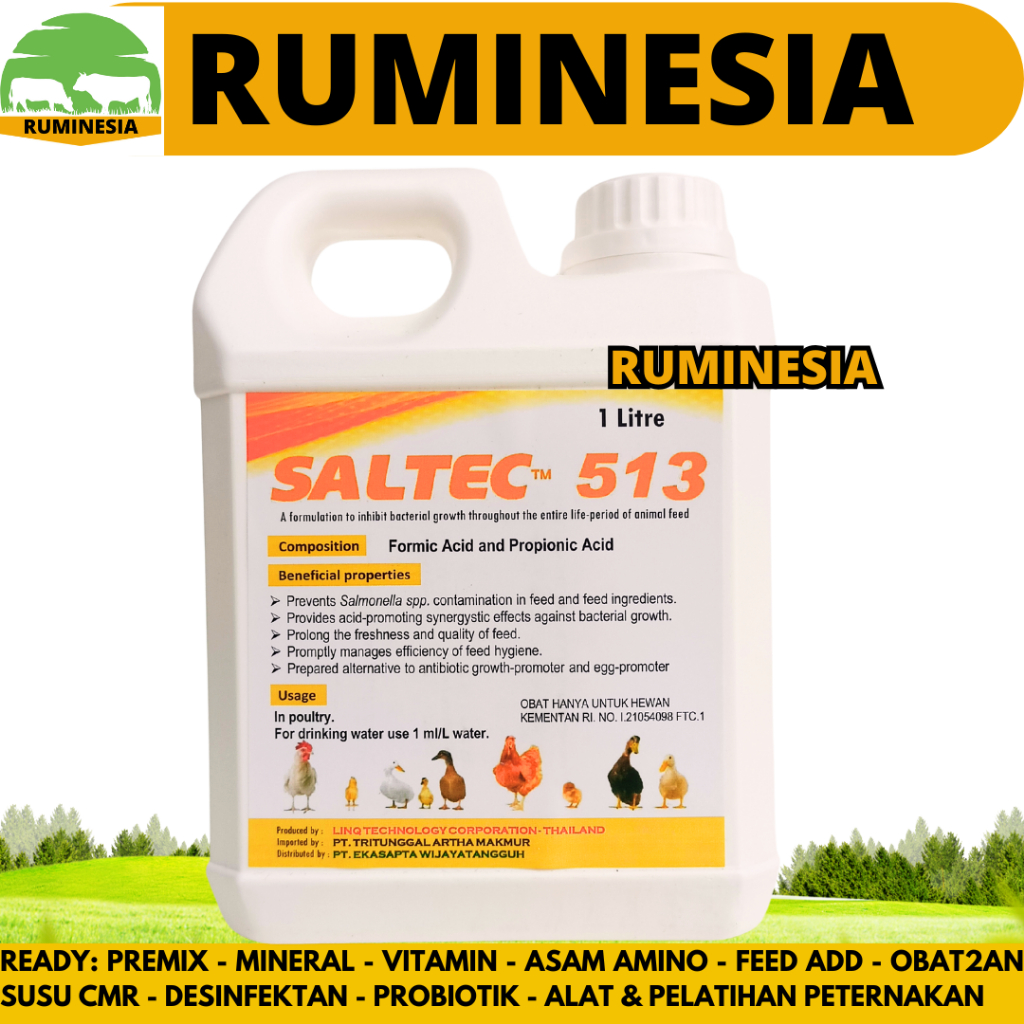SALTEC 513 1 LITER - Acidifier Cair Asam Propionat Asam Format untuk Ayam Bebek Puyuh Unggas - Pengg