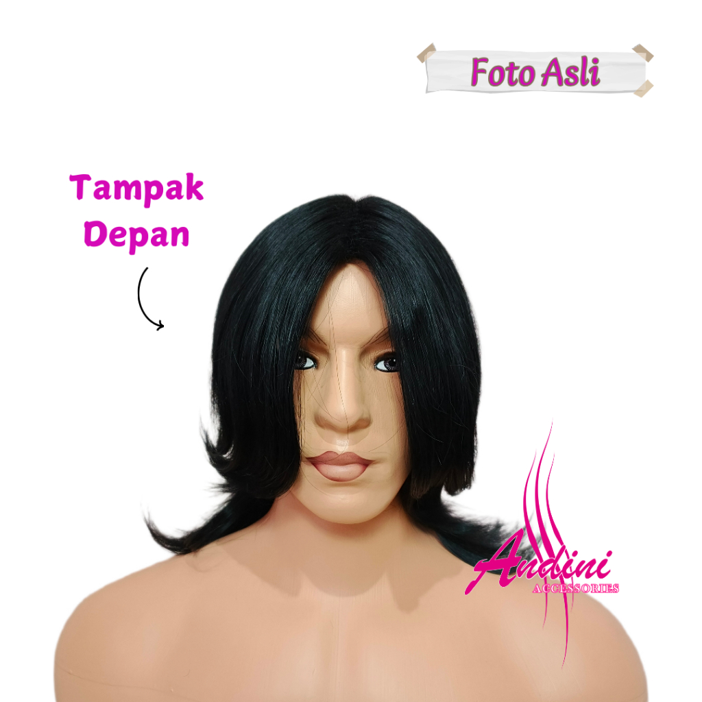 WIG PRIA 06/WIG PRIA MODEL BELAH TENGAH/WIG RAMBUT SINTESIS