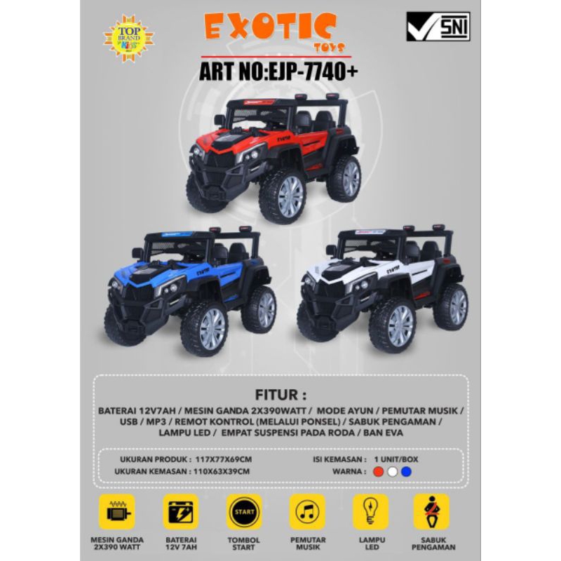 Mobil Aki Jeep EJP 7740+ Ban Eva Mainan Anak Mobilan Exotic Toys