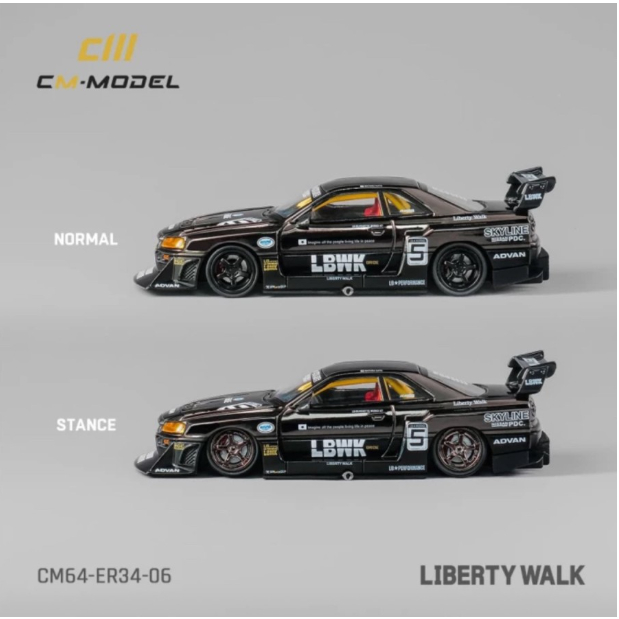 CM MODEL Nissan LBWK ER34 Super Silhouette Chrome Gungray - CM64-ER34-06