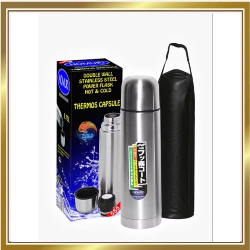 Termos Air Panas Stainless Steel 1 Liter FREE Tas - Termos Vacuum Flask Minuman Tahan Panas Dingin A