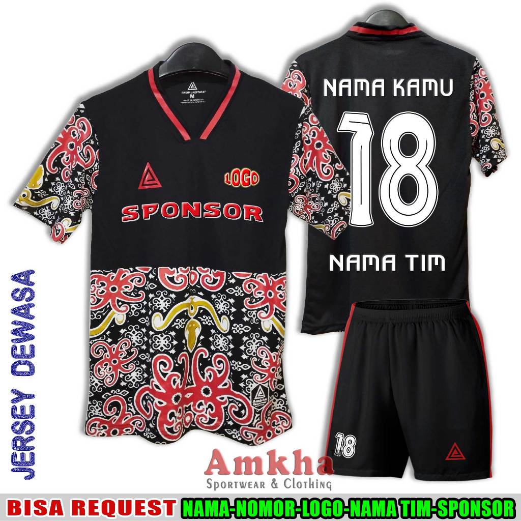Setelan Baju Bola Jersey Futsal Badminton Pria Dewasa Bisa Sablon Nama Sendiri Queen~Amkha Company