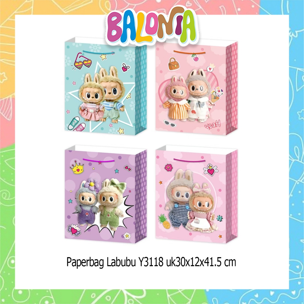 

(1Pcs) Paperbag 3D Karakter UK 30x12x41,5cm, paperbag labubu, paperbag sanrio, tas ulangtahun, tas kado