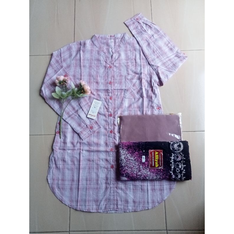 Stelan santri putri tunik Al Latief/baju/sarung/kerudung