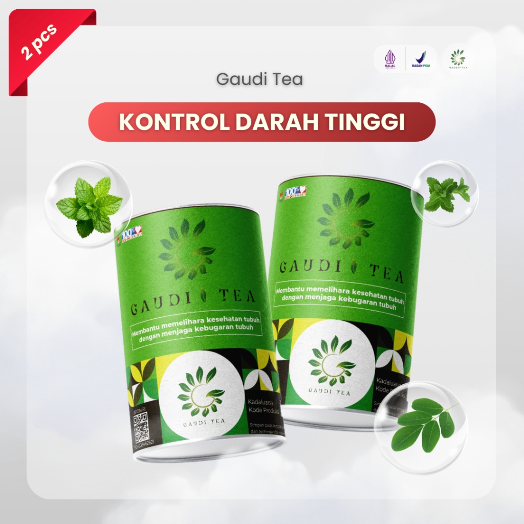 

GAUDI TEA Teh Herbal Kontrol Hipertensi 2 Kaleng @ 30 Kantong Teh Hijau Tensi