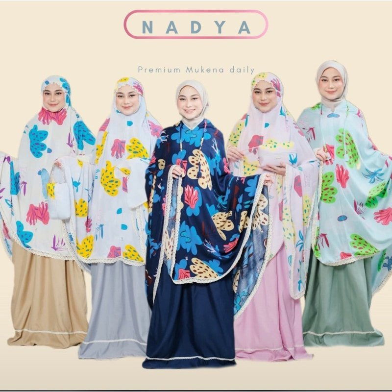 Mukena 2in1 Jumbo Dewasa Katun Rayon Motif Nadya Bisa Couple Resleting Dagu