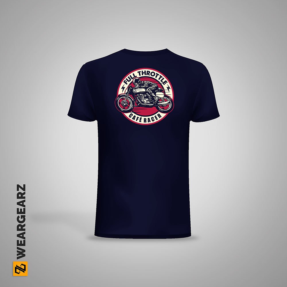 T-Shirt FULL THROTTLE Cafe Racer - Kaos Motor Custom Desain Punggung - Kaos Katun Lengan Pendek Pria