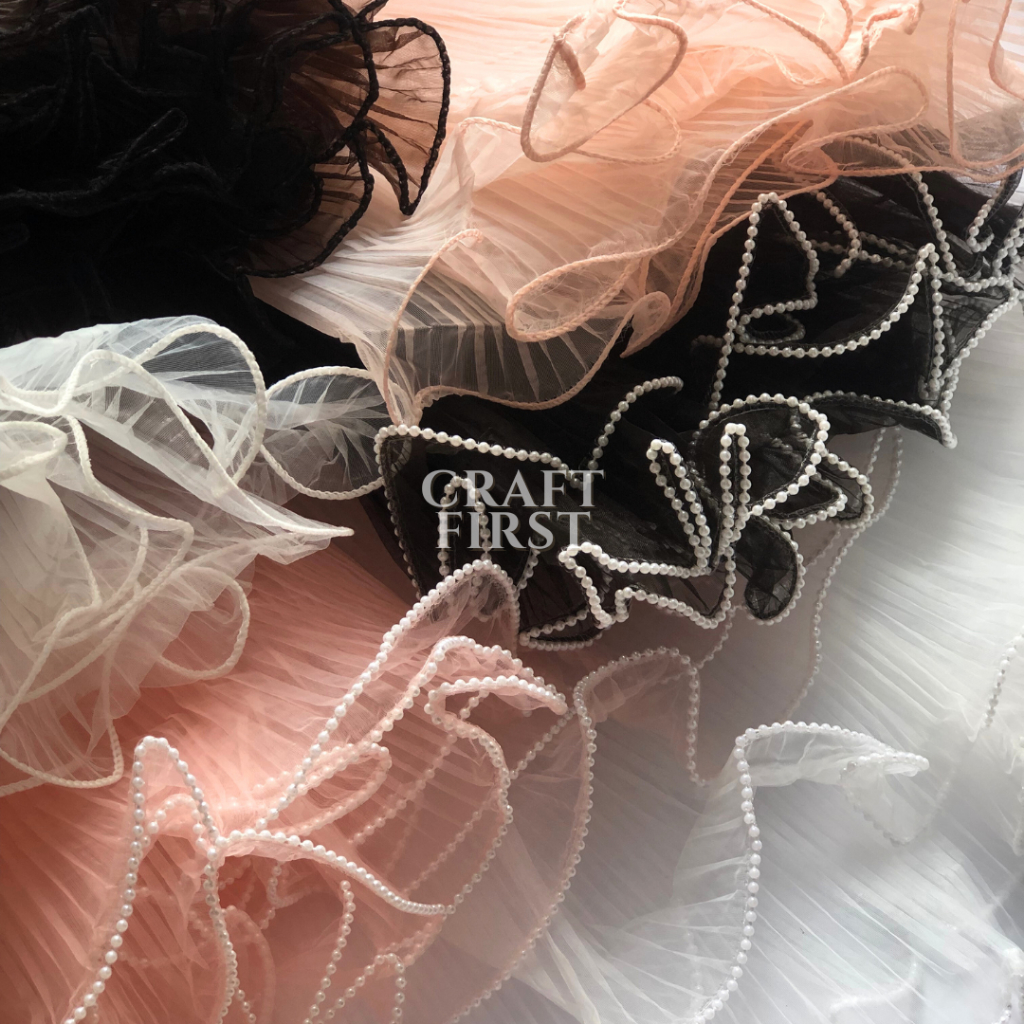 

Craft First - Kain Tile Renda Polos/Mutiara Buket 28cmx2m