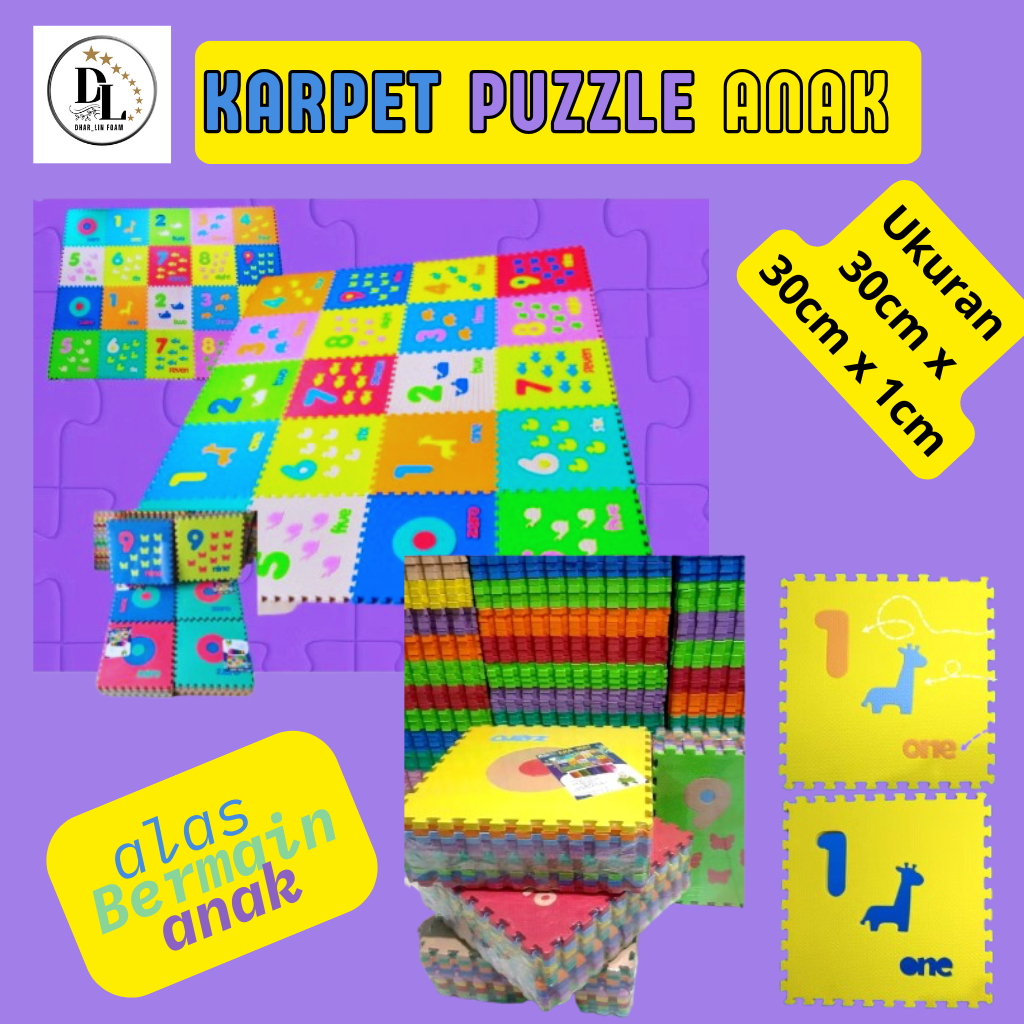 Karpet Puzzle Anak Karakter Lucu – Alas Bermain Edukasi 30cm Tebal 1cm