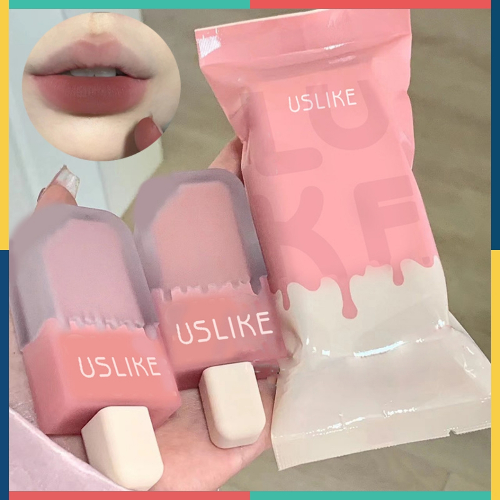 USLIKE Ice Cream Lipstick Korean Es Krim Lip Glaze Matte Lip Gloss Velvet Lipstik XX168