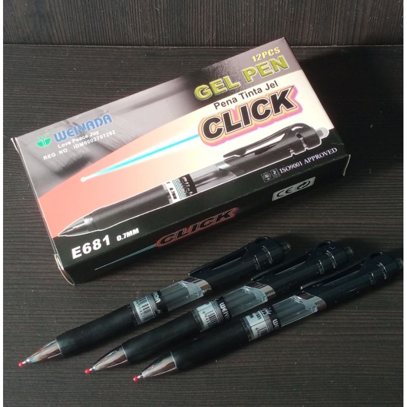 

MURAH BOLPEN/BOLPOINT/PULPEN/GEL PENA WEIYADA E681 0.7mm (HITAM) 1 BOX ISI 12 PCS