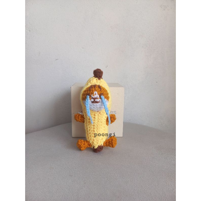 CRYING BANANA CAT CROCHET KEYCHAIN | GANTUNGAN KUNCI RAJUT BANANA CAT