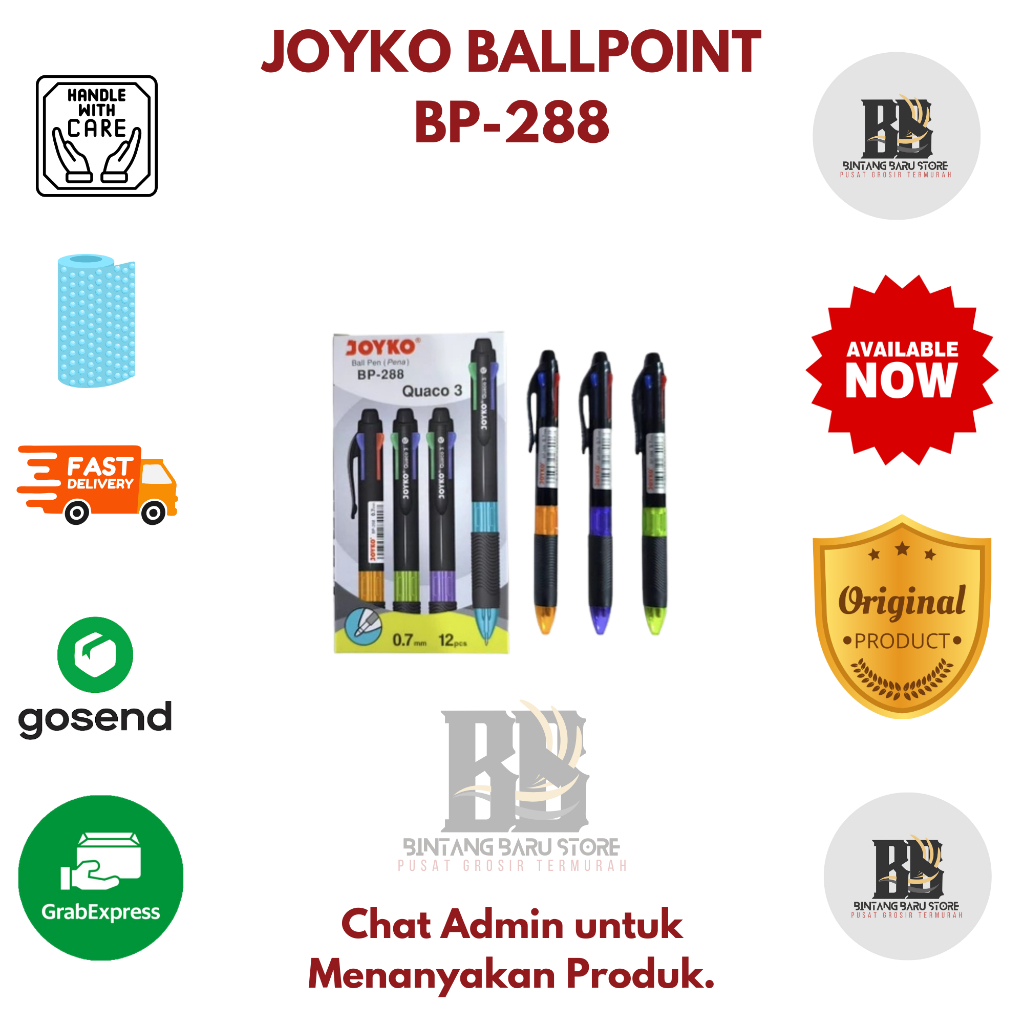 [HARGA 1 LUSIN] JOYKO - BALLPOINT 4 WARNA - BP-288 - 0.7mm