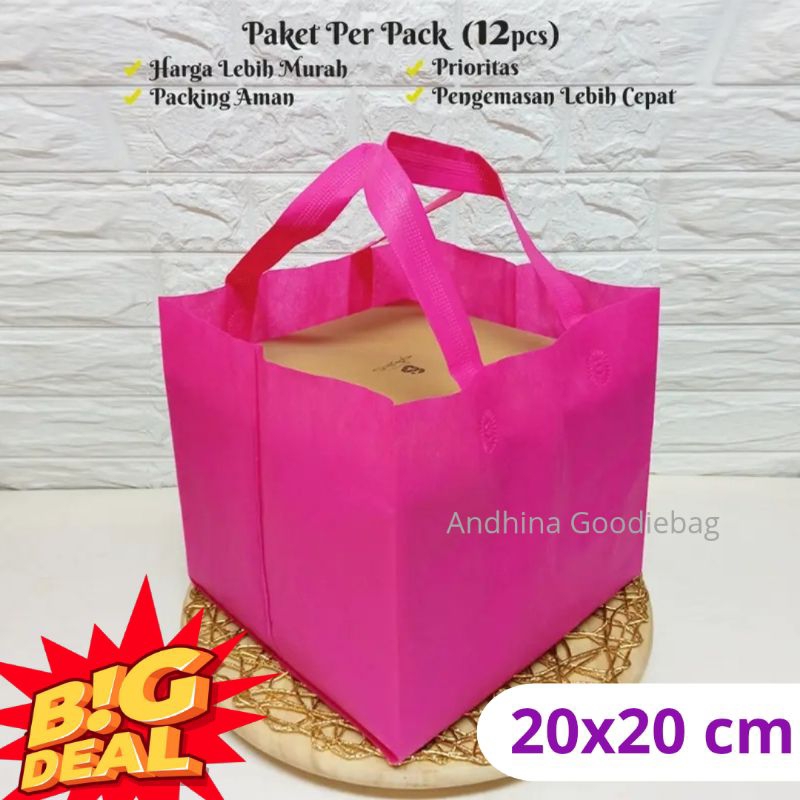

(1 LUSIN = 12 PCS) GOODIE BAG TAS HAJATAN SPUNBOND BOX DUS 20x20