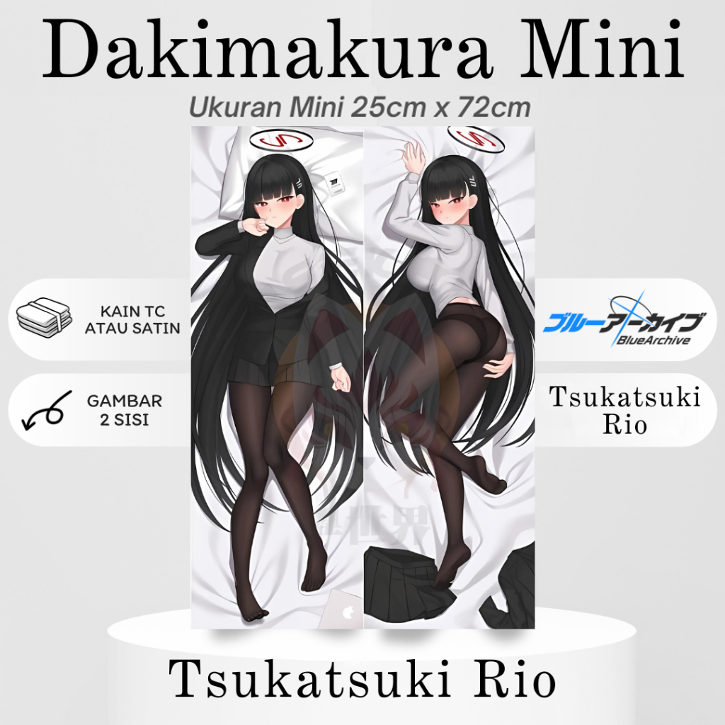DAKIMAKURA MINI TSUKATSUKI RIO Blue Archive Bantal Anime Waifu Mini