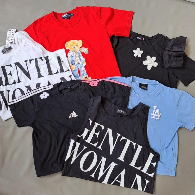 baju atasan thirt kaos blouse wanita mlb adidas polo preloved second