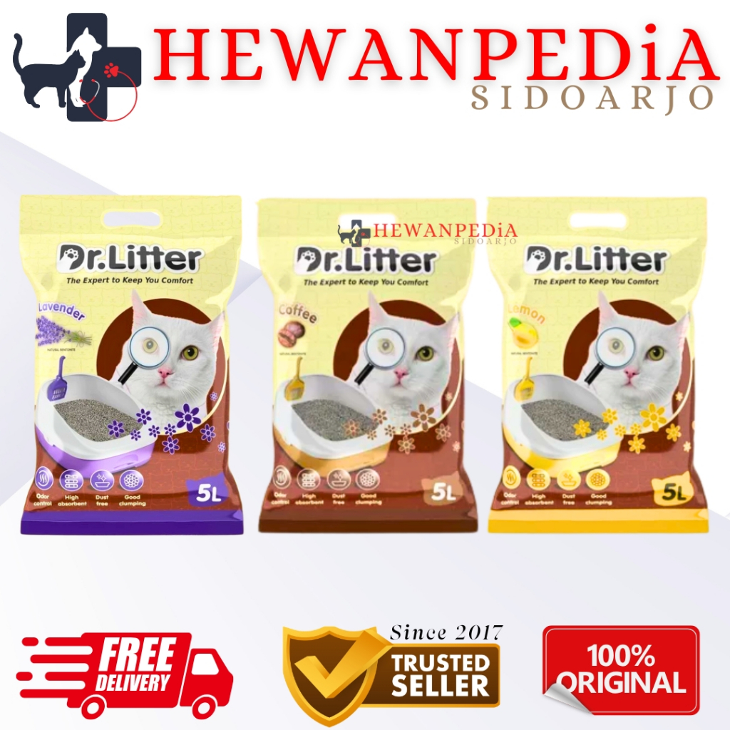 PASIR DR LITTER 5 LITER - Pasir Gumpal Wangi Dr. Litter 5 Liter Pasir Kucing