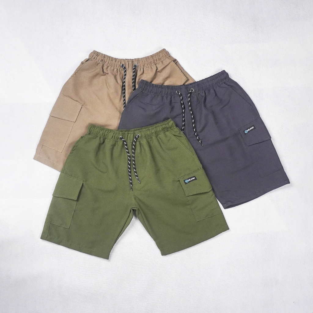 Paket 3PCS Celana Pendek Boardshort Cargo Pria - N.E AWAY