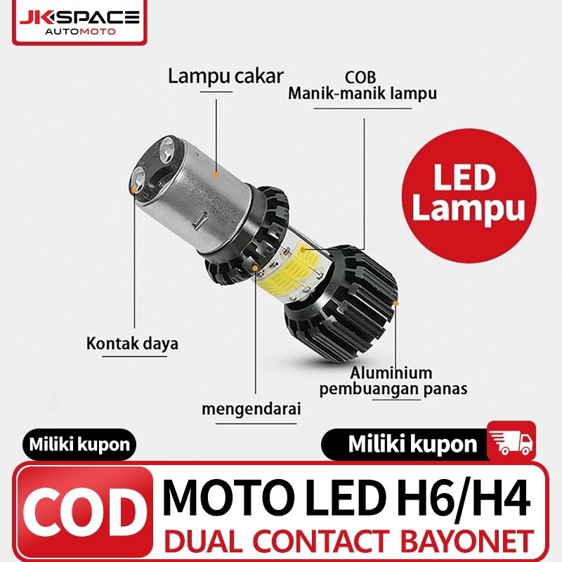 Bohlam Lampu Depan Motor Led Super Terang Depan UNIVERSAL 12-80v Cahaya Putih Lampu H6 H4 Cakar Gand