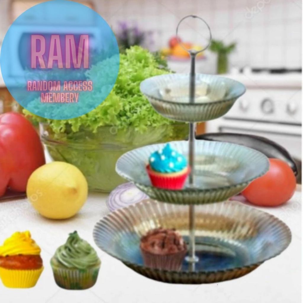 PERO PIRING KUE | Piring Saji Pero Kaca Kristal 3 Tiers Display /Cake Stand