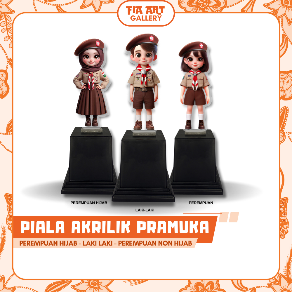 Piala Akrilik Pramuka Anak Sekolah Souvenir Tropi Hadiah Bahan Akrilik Plus Tatakan