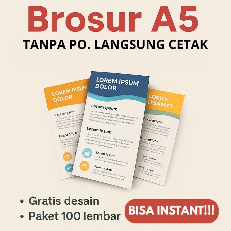 

Brosur Flyer Selebaran Poster A5 Cetak Kilat Tanpa PO Gratis Desain Bisa Instant