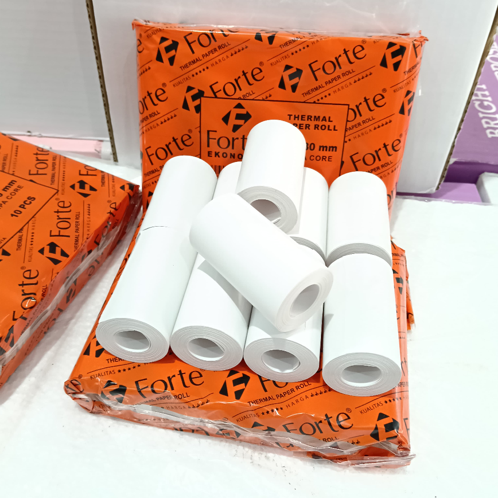 

1 PAK ISI 10 - KERTAS TERMAL 57X30 58X30 PRINTER KASIR STRUK BRI LINK THERMAL PAPER FORTE