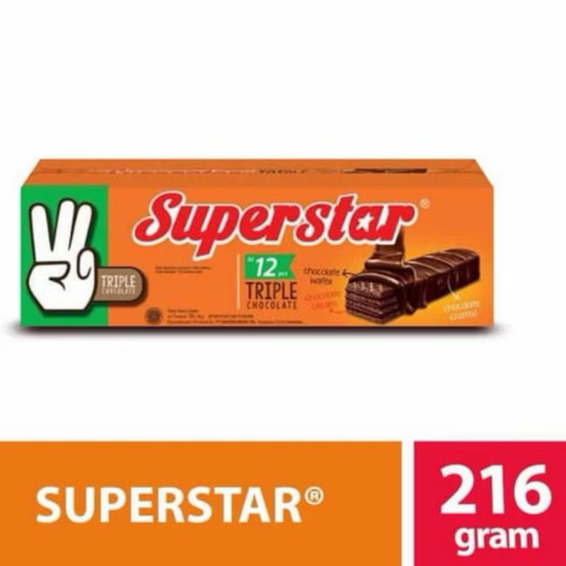 

SUPERSTAR WAFER TRIPEL CHOCOLATE 1 BOX ISI 20 PCS