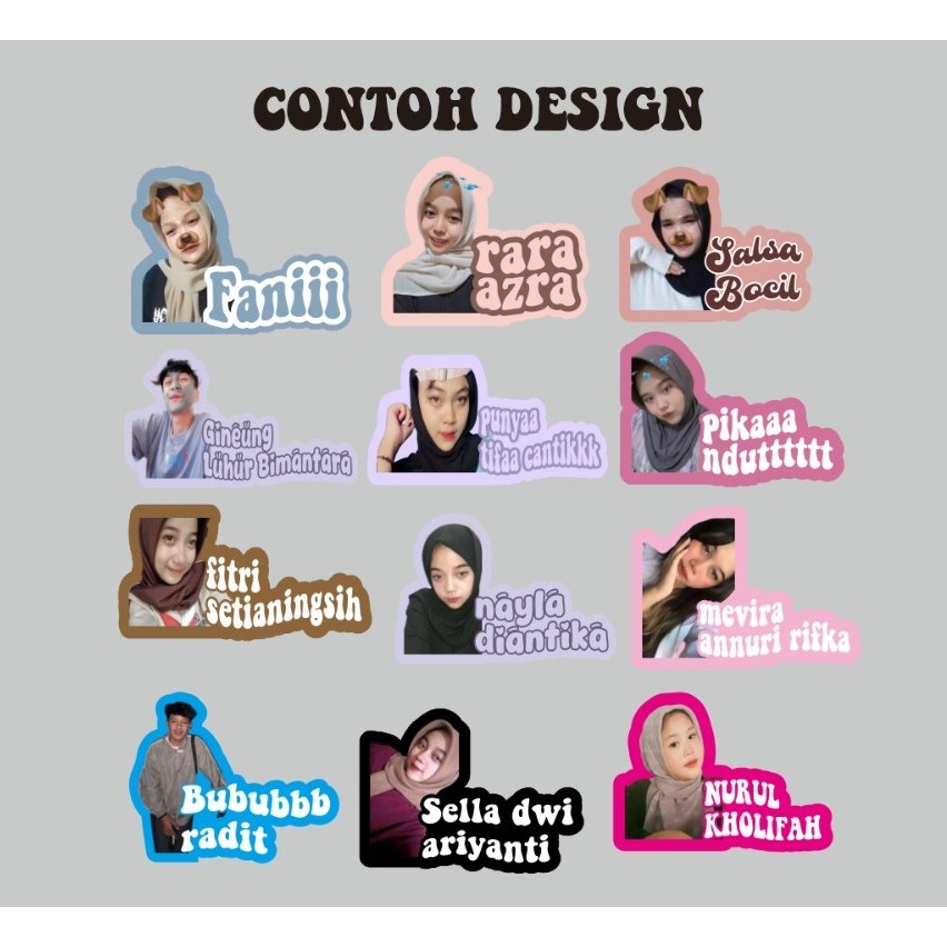 

STIKER CUSTOM FOTO dan Tulisan Nama - Cetak Photo Stiker Waterproof