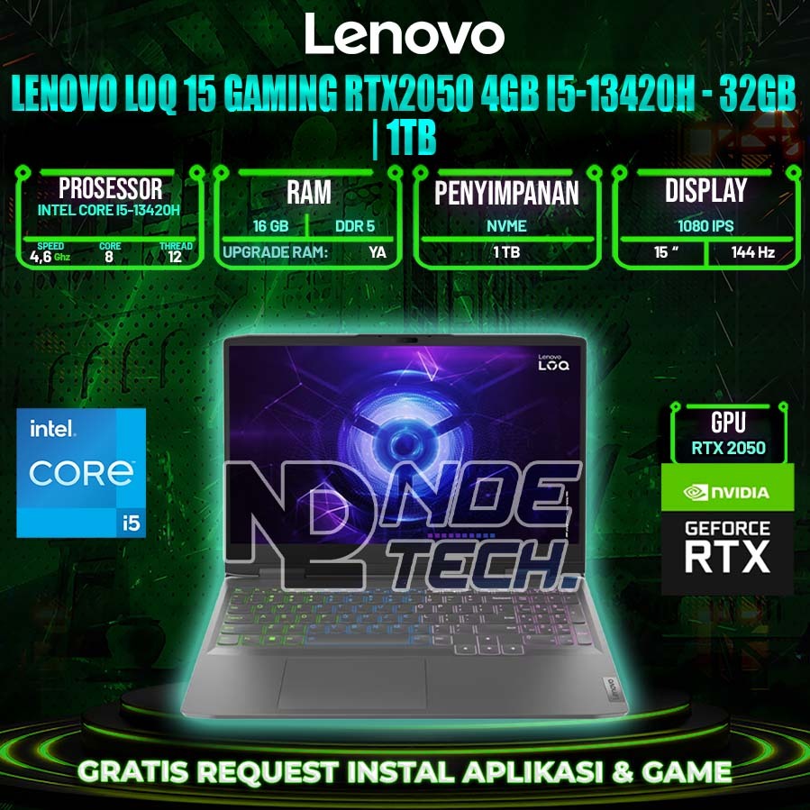 Lenovo LOQ 15 Gaming RTX2050 4GB i5-13420H