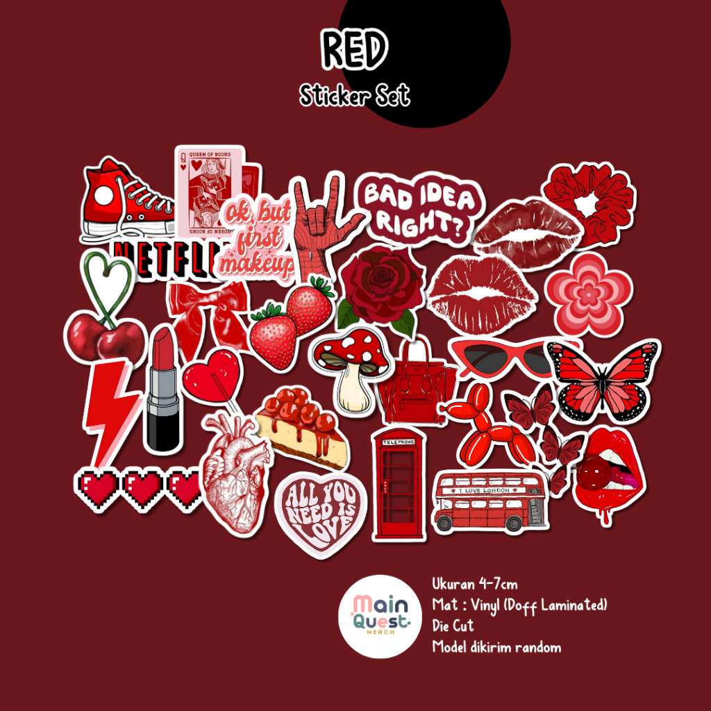 

Sticker Red | Sticker Aesthetic / Sticker Merah / Sticker Tumblr / Sticker Laptop / Sticker Anti Air / Sticker Vinyl / Sticker Die Cut / Sticker Kpop / Sticker Cute