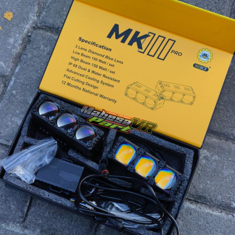 Minilaser Beebot MK III Lampu tembak lens 75watt/ mini projie beebot MK III 3mata Original Beebot