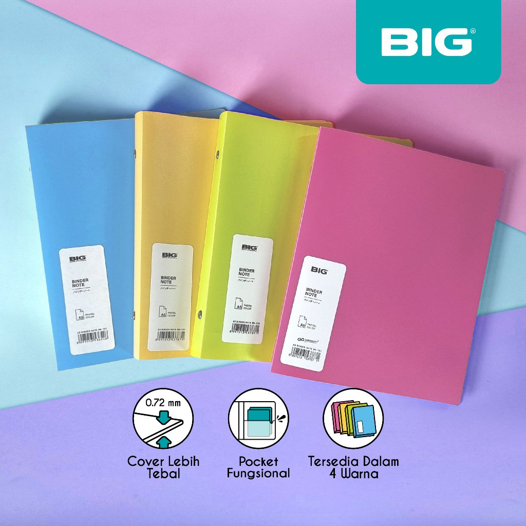 

Binder Note A5 BIG BN-101 Binder Note A5 Ring Warna Pastel Polos BN-101