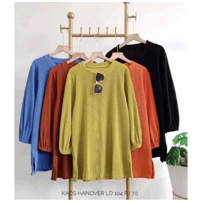 BAJU WANITA HANOVER MODEL POLOS LENGAN BALON PANJANG