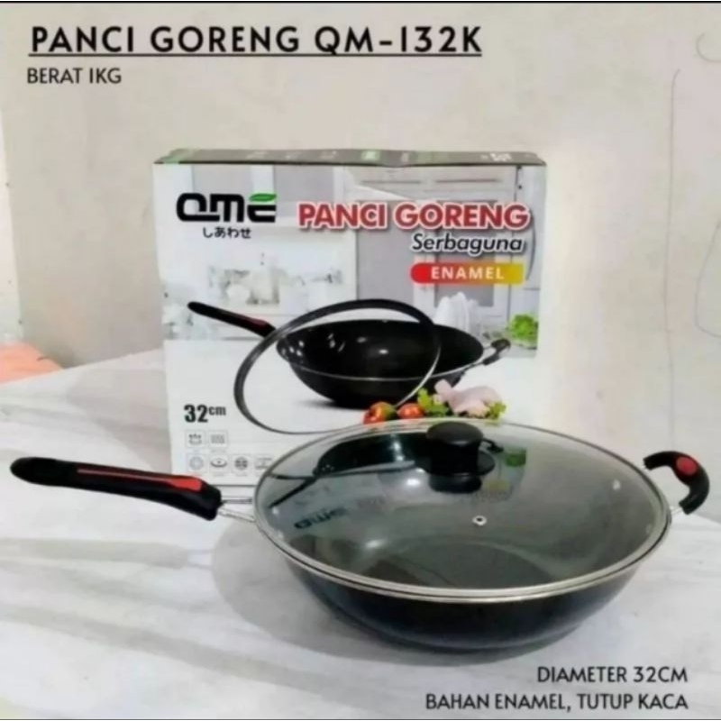 Wajan enamel gagang tutup / Wajan tutup kaca