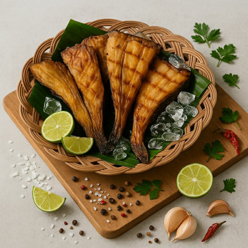 

Ikan Asap Cucut panjang 4 Iris-Kualitas Premium, Tampa bahan pengawet