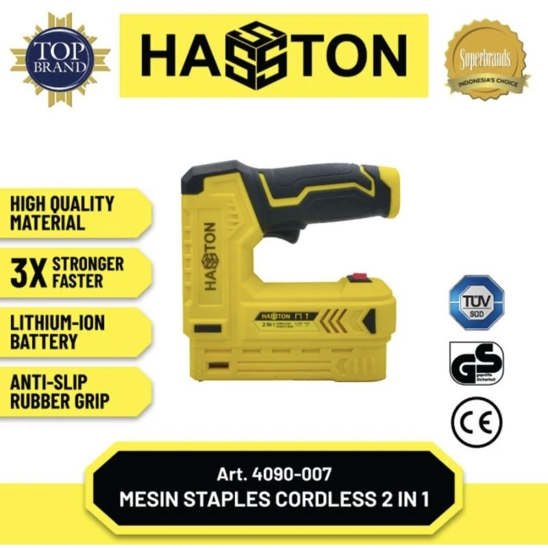 

Prohex HASSTON 4090-007 Staples Gun CORDLESS 2in1 Alat Stapler Staples Baterai 2 in 1
