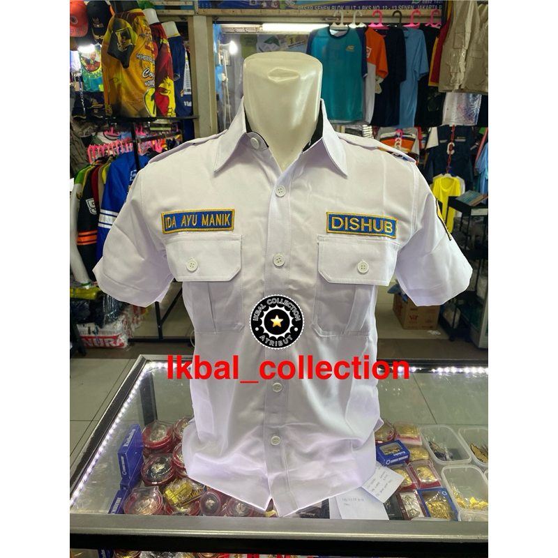 SERAGAM PDH DISHUB PRIA (BAHAN GRANADA/TXSAS) BAJU PUTIH DISHUB PRIA / KEMEJA PUTIH DISHUB